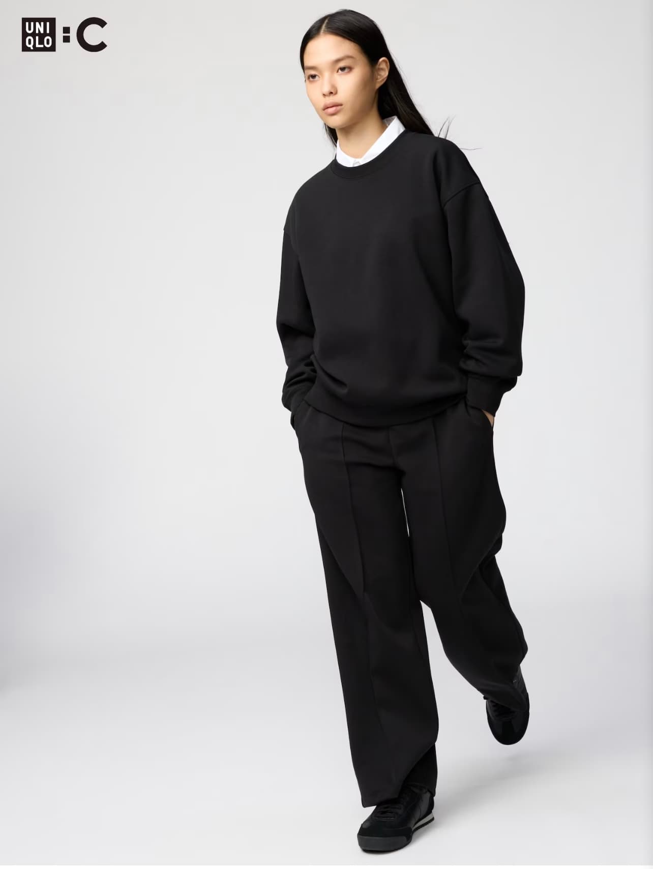 Прямые свитшот-брюки Uniqlo C / укороченный вариант